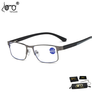 Men Reading Glasses Anti Blue Ray Women Business Spring Hinge Half Frame Stainless Steel Spectacle 1 2.5 3 4