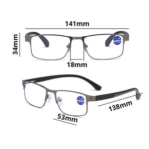 Men Reading Glasses Anti Blue Ray Women Business Spring Hinge Half Frame Stainless Steel Spectacle 1 2.5 3 4