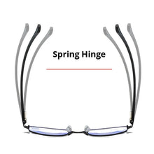 Load image into Gallery viewer, Men Reading Glasses Anti Blue Ray Women Business Spring Hinge Half Frame Stainless Steel Spectacle 1 2.5 3 4