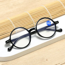 Carica l&#39;immagine nel visualizzatore di Gallery, Men Women Anti-blue Ray Reading Glasses Trendy Round Frame Farsighted Presbyopia Eyeglasses Unisex Classic HD Vision Eyeglasses