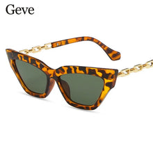 Load image into Gallery viewer, Metal Chain Women&#39;s Sunglasses Luxury Brand Cat Eye Small Frame Sun Glasses for Female Eyewear UV400 Oculos De Sol