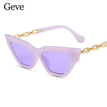 Load image into Gallery viewer, Metal Chain Women&#39;s Sunglasses Luxury Brand Cat Eye Small Frame Sun Glasses for Female Eyewear UV400 Oculos De Sol