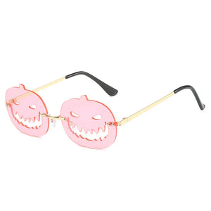 Halloween Personalized Pumpkin Sunglasses Men Women with Oval Large Frame Hollow Out Funny Sunglasses