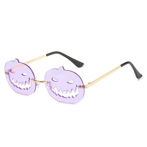 Halloween Personalized Pumpkin Sunglasses Men Women with Oval Large Frame Hollow Out Funny Sunglasses