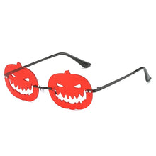 Load image into Gallery viewer, Halloween Personalized Pumpkin Sunglasses Men Women with Oval Large Frame Hollow Out Funny Sunglasses