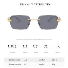 Carica l&#39;immagine nel visualizzatore di Gallery, New Rimless Sunglasses Women Ocean Lenses Sun Glasses American Frameless Eyeglasses UV400 Shade Eyewear Oculos