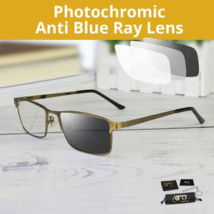 Photochromic Progressive Multifocal Reading Glasses Men Women Anti Blue Ray For Computer Work Metal  Eyewear Frame Chameleon UV