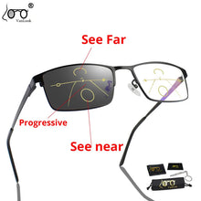 Carica l&#39;immagine nel visualizzatore di Gallery, Photochromic Progressive Multifocal Reading Glasses Men Women Anti Blue Ray For Computer Work Metal  Eyewear Frame Chameleon UV