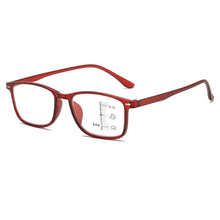 Load image into Gallery viewer, Progressive Multi-focal Men Reading Glasses Anti Blue Light Square Frame Presbyopic Far Near Eyeglass with Diopters +1.0 To +4.0