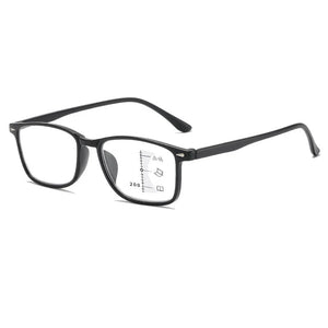 Progressive Multi-focal Men Reading Glasses Anti Blue Light Square Frame Presbyopic Far Near Eyeglass with Diopters +1.0 To +4.0