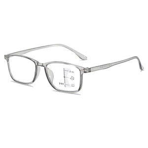 Progressive Multi-focal Men Reading Glasses Anti Blue Light Square Frame Presbyopic Far Near Eyeglass with Diopters +1.0 To +4.0