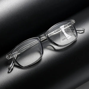 Progressive Multi-focal Men Reading Glasses Anti Blue Light Square Frame Presbyopic Far Near Eyeglass with Diopters +1.0 To +4.0