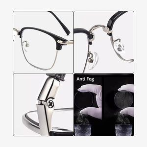 Progressive Multifocal Men Reading Glasses Anti Fog Blue Light Blocking For Computer Women Metal Big Square Eyewear Frame UV+1.5