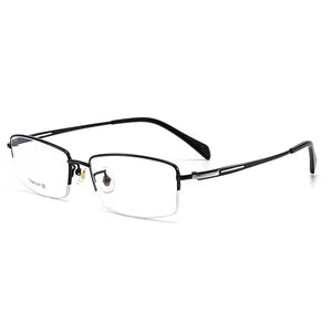 Pure Titanium Frame Glasses Half Rim Men Business Style Anti-Blue Ray Casual Eyewear