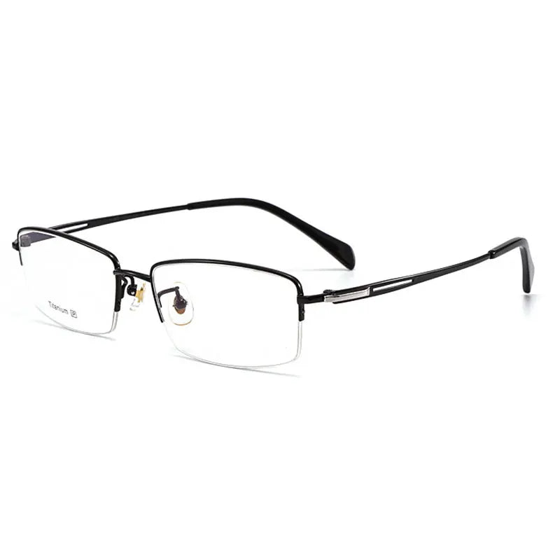 Pure Titanium Frame Glasses Half Rim Men Business Style Anti-Blue Ray Casual Eyewear