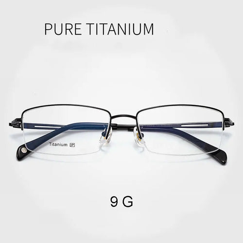 Pure Titanium Frame Glasses Half Rim Men Business Style Anti-Blue Ray Casual Eyewear