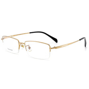 Pure Titanium Frame Glasses Half Rim Men Business Style Anti-Blue Ray Casual Eyewear