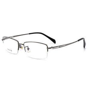 Pure Titanium Frame Glasses Half Rim Men Business Style Anti-Blue Ray Casual Eyewear