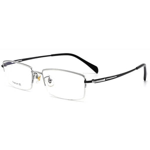 Pure Titanium Frame Glasses Half Rim Men Business Style Anti-Blue Ray Casual Eyewear