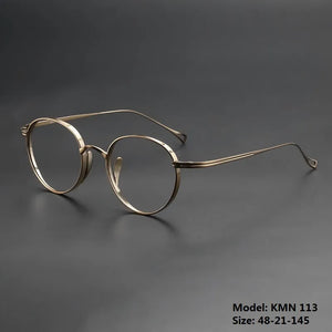 Pure Titanium Glasses Frame Men Retro Round Oval Eyeglasses Woman Eyewear Handmade Japan Myopia Optical Prescription Lens kmn113