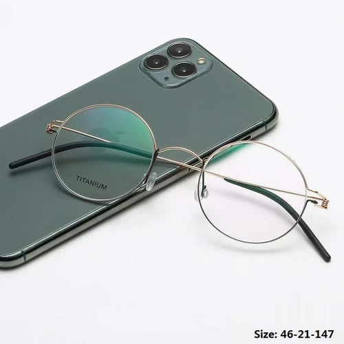 Pure Titanium Glasses Frame Men Ultralight Screwless Rim Thin Eyewear Eyeglasses Retro Round  Denmark Brand Spectacles