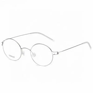 Pure Titanium Glasses Frame Men Ultralight Screwless Rim Thin Eyewear Eyeglasses Retro Round  Denmark Brand Spectacles