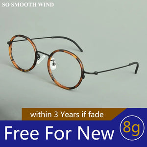 Pure Titanium Round Glasses Frame for Men Women Screwless Ultra-light Myopia Optical Eyeglasses Spectacles Eyewear Rubber Ring