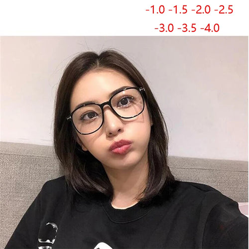 Retro Big Frame Oversized Finished Myopia Eyeglasses Women Men Eye Glasses Short-sighted Spectacle  -1.0 -1.5 -2.0 -2.5 To -6.0