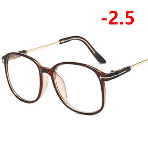 Retro Big Frame Oversized Finished Myopia Eyeglasses Women Men Eye Glasses Short-sighted Spectacle  -1.0 -1.5 -2.0 -2.5 To -6.0