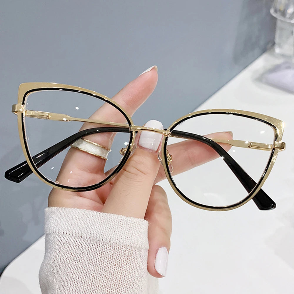 Retro Metal Frame Glasses Women Men Computer Eye Anti-blue Light Glasses Transparent Protection Eyeglass