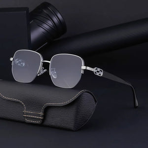 Retro box sunglasses for men's personalized half frame driving sunglasses for men's