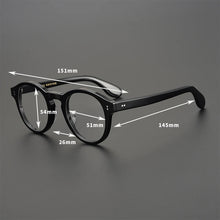 Carica l&#39;immagine nel visualizzatore di Gallery, Handmade Classical Round Acetate Eyeglasses Frames Men Fashionable  Glasses Women Matte Black High Quality Eyewear