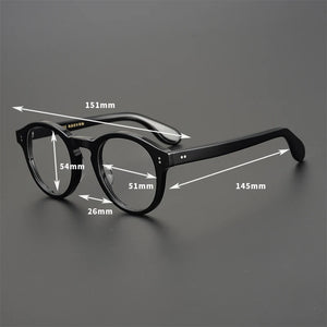 Handmade Classical Round Acetate Eyeglasses Frames Men Fashionable  Glasses Women Matte Black High Quality Eyewear