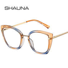 Load image into Gallery viewer, SHAUNA Retro TR90 Metal Cat Eye Women Colorful Glasses Frame  Spring Hinge Men Anti-blue Light Eyewear Optical Frames