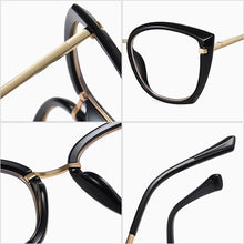 Load image into Gallery viewer, SHAUNA Retro TR90 Metal Cat Eye Women Colorful Glasses Frame  Spring Hinge Men Anti-blue Light Eyewear Optical Frames