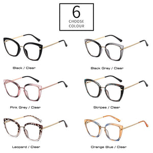 SHAUNA Retro TR90 Metal Cat Eye Women Colorful Glasses Frame  Spring Hinge Men Anti-blue Light Eyewear Optical Frames