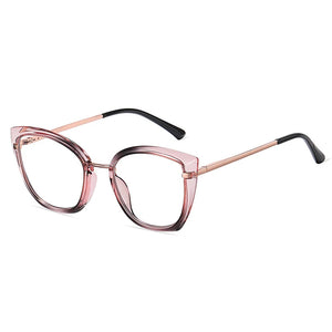 SHAUNA Retro TR90 Metal Cat Eye Women Colorful Glasses Frame  Spring Hinge Men Anti-blue Light Eyewear Optical Frames