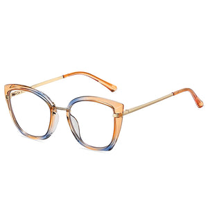 SHAUNA Retro TR90 Metal Cat Eye Women Colorful Glasses Frame  Spring Hinge Men Anti-blue Light Eyewear Optical Frames