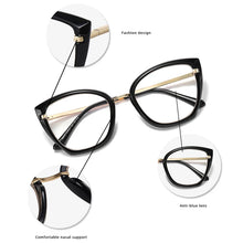 Load image into Gallery viewer, SHAUNA Retro TR90 Metal Cat Eye Women Colorful Glasses Frame  Spring Hinge Men Anti-blue Light Eyewear Optical Frames