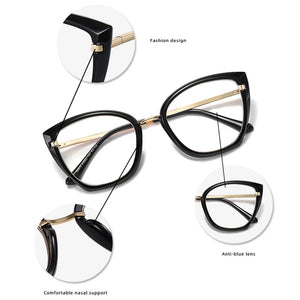 SHAUNA Retro TR90 Metal Cat Eye Women Colorful Glasses Frame  Spring Hinge Men Anti-blue Light Eyewear Optical Frames