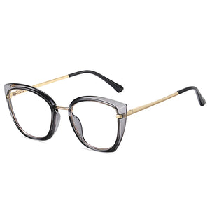 SHAUNA Retro TR90 Metal Cat Eye Women Colorful Glasses Frame  Spring Hinge Men Anti-blue Light Eyewear Optical Frames