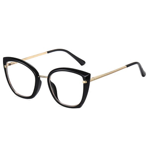 SHAUNA Retro TR90 Metal Cat Eye Women Colorful Glasses Frame  Spring Hinge Men Anti-blue Light Eyewear Optical Frames