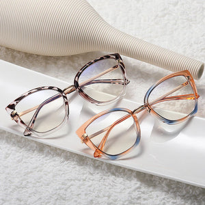 SHAUNA Retro TR90 Metal Cat Eye Women Colorful Glasses Frame  Spring Hinge Men Anti-blue Light Eyewear Optical Frames