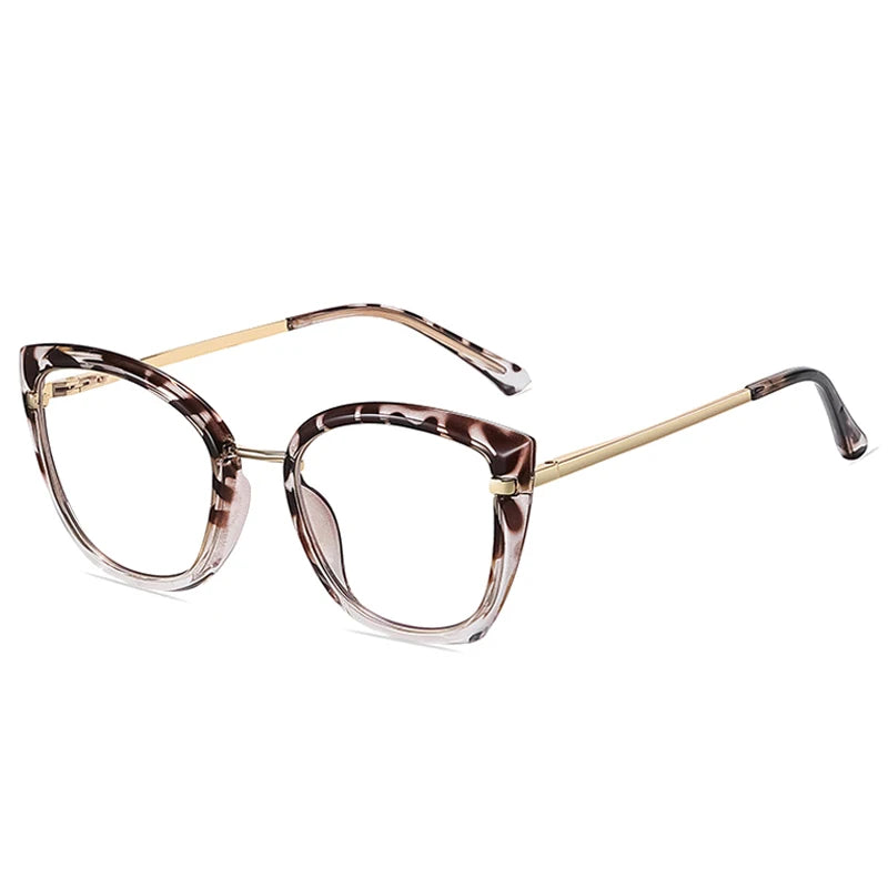 SHAUNA Retro TR90 Metal Cat Eye Women Colorful Glasses Frame  Spring Hinge Men Anti-blue Light Eyewear Optical Frames