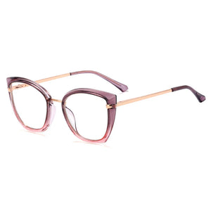 SHAUNA Retro TR90 Metal Cat Eye Women Colorful Glasses Frame  Spring Hinge Men Anti-blue Light Eyewear Optical Frames