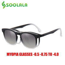 Load image into Gallery viewer, SOOLALA Clip On Magnet Prescription Myopia Glasses Men Women TR90 Clip On Sunglasses Lens Anti Blue Light Optical Glasses Frame