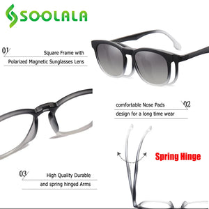 SOOLALA Clip On Magnet Prescription Myopia Glasses Men Women TR90 Clip On Sunglasses Lens Anti Blue Light Optical Glasses Frame