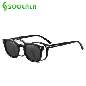 SOOLALA Prescription Myopia Glasses Men Women Polarized Magnet Clip On Sunglasses Optical Glasses Frame Anti Blue Light Eyewear