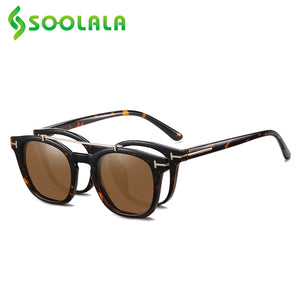 SOOLALA Prescription Myopia Glasses Men Women Polarized Magnet Clip On Sunglasses Optical Glasses Frame Anti Blue Light Eyewear