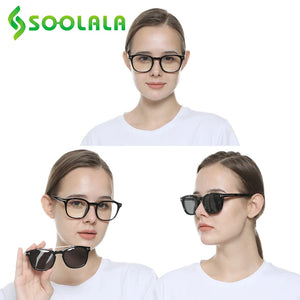 SOOLALA Prescription Myopia Glasses Men Women Polarized Magnet Clip On Sunglasses Optical Glasses Frame Anti Blue Light Eyewear